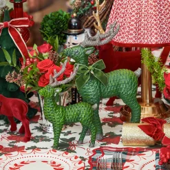 Christmas Decorations<Mrs. Alice Forest Green Rattan Reindeer (Pair) - 30cm
