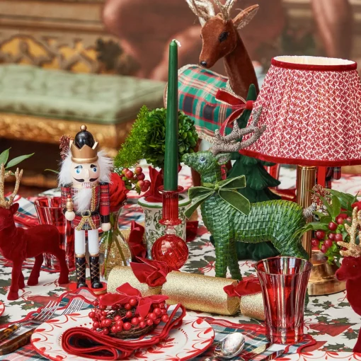 Christmas Decorations<Mrs. Alice Forest Green Rattan Reindeer with Green Velvet Bows (Pair) - 30cm