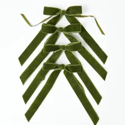 Napkin Rings & Bows | For The Chalet<Mrs. Alice Forest Green Velvet Bow (Set of 4) - 20cm