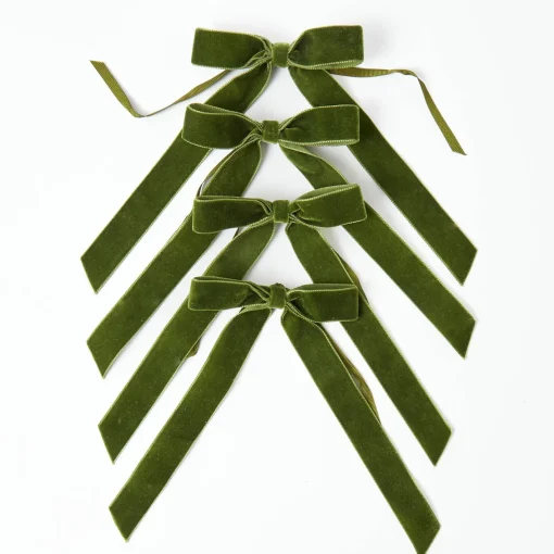 Napkin Rings & Bows | For The Chalet<Mrs. Alice Forest Green Velvet Bow (Set of 4) - 20cm