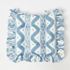 Cushions<Mrs. Alice Frilled Blue Ikat Seat Pad Cushion