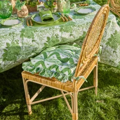 Cushions<Mrs. Alice Frilled Green Ikat Seat Pad Cushion (Set of 4)