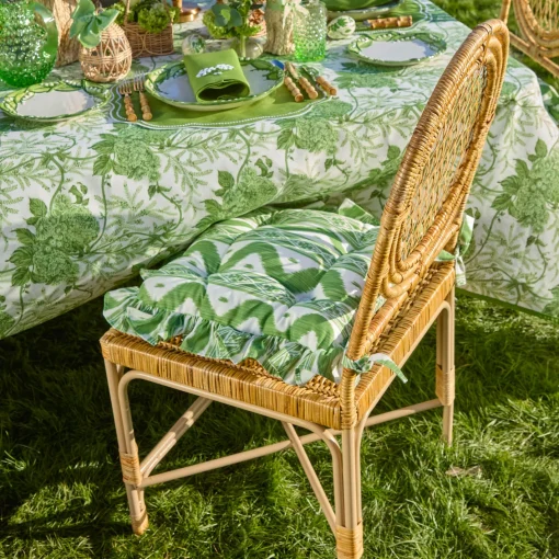 Cushions<Mrs. Alice Frilled Green Ikat Seat Pad Cushion (Set of 4)