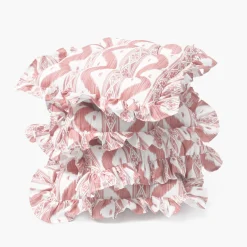 Cushions<Mrs. Alice Frilled Pink Ikat Seat Pad Cushions (Set of 4)