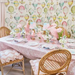 Cushions<Mrs. Alice Frilled Pink Ikat Seat Pad Cushions (Set of 4)