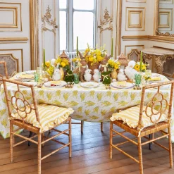 Cushions<Mrs. Alice Frilled Yellow Stripe Seat Pad Cushions (Set of 4)