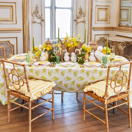Cushions<Mrs. Alice Frilled Yellow Stripe Seat Pad Cushions (Set of 4)