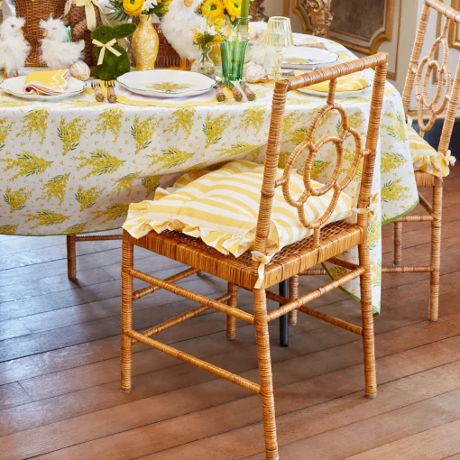 Cushions<Mrs. Alice Frilled Yellow Stripe Seat Pad Cushions (Set of 4)