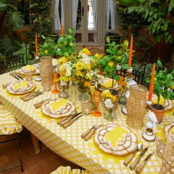 Cushions<Mrs. Alice Frilled Yellow Stripe Seat Pad Cushions (Set of 4)