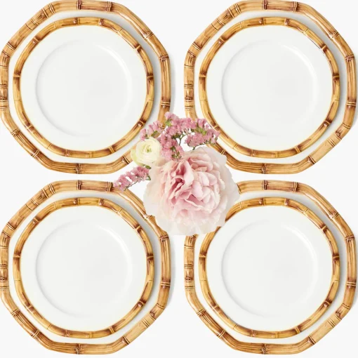 Crockery Sets<Mrs. Alice Geometric Bamboo Dinner & Starter Plates (Set of 8)