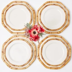 Crockery Sets<Mrs. Alice Geometric Bamboo Dinner & Starter Plates (Set of 8)