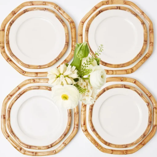 Crockery Sets<Mrs. Alice Geometric Bamboo Dinner & Starter Plates (Set of 8)