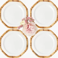 Dinner Plates | Crockery Sets<Mrs. Alice Geometric Bamboo Dinner Plate (Set of 4)