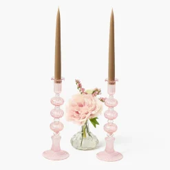 Summer Candleware | Candle Holders<Mrs. Alice Gisele Pink Candle Holder (Pair)