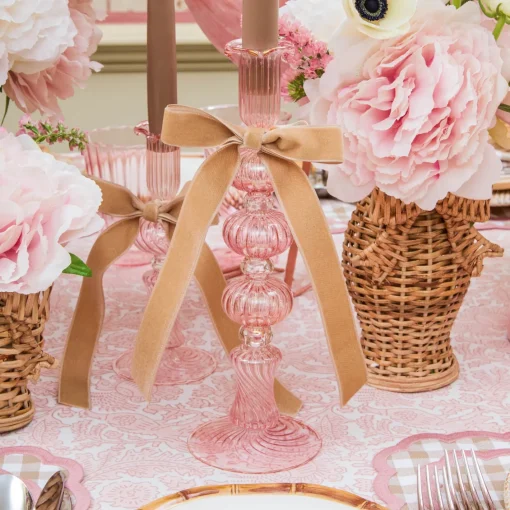 Summer Candleware | Candle Holders<Mrs. Alice Gisele Pink Candle Holder (Pair)