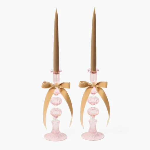 Summer Candleware | Candle Holders<Mrs. Alice Gisele Pink Candle Holder (Pair)