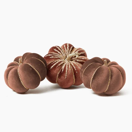 Autumn Decorations<Mrs. Alice Glitter Velvet Pumpkin Family