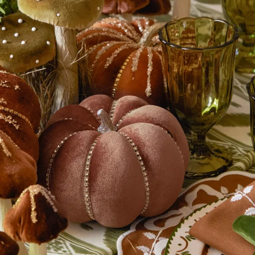Autumn Decorations<Mrs. Alice Glitter Velvet Pumpkin Family