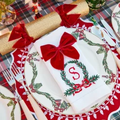 Christmas Decorations<Mrs. Alice Gold Crackers With Red Velvet Bows (Set of 6)