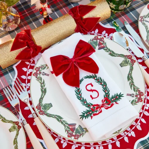 Christmas Decorations<Mrs. Alice Gold Crackers With Red Velvet Bows (Set of 6)