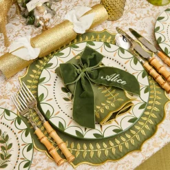 Christmas Decorations<Mrs. Alice Gold Glitter Crackers with White Velvet Bows (Set of 6)