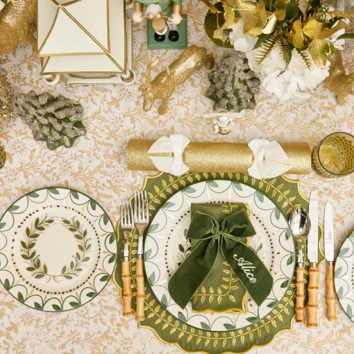 Christmas Decorations<Mrs. Alice Gold Glitter Crackers with White Velvet Bows (Set of 6)