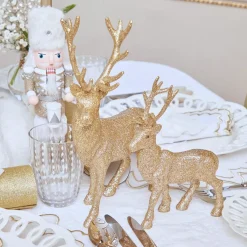 Christmas Decorations<Mrs. Alice Gold Glitter Reindeer (Pair)