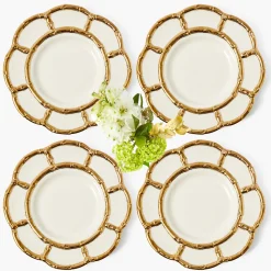 Dinner Plates | Crockery Sets<Mrs. Alice Gold Petal Bamboo Dinner Plates (Set of 4)