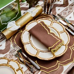 Dinner Plates | Crockery Sets<Mrs. Alice Gold Petal Bamboo Dinner Plates (Set of 4)