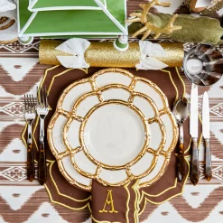 Crockery Sets<Mrs. Alice Gold Petal Bamboo Dinner & Starter Plates (Set of 8)