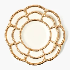 Crockery Sets<Mrs. Alice Gold Petal Bamboo Dinner & Starter Plates (Set of 8)
