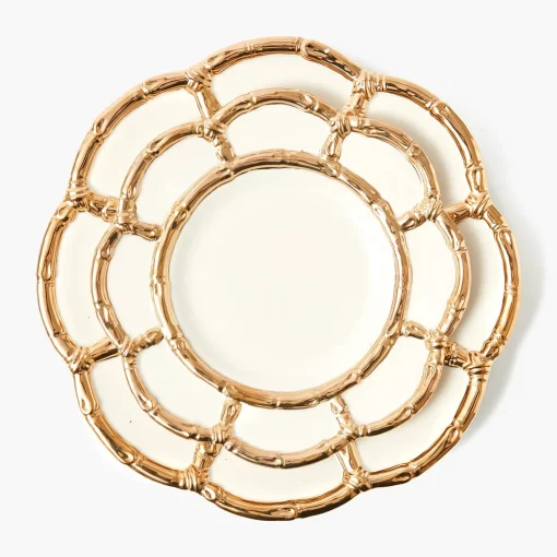 Crockery Sets<Mrs. Alice Gold Petal Bamboo Dinner & Starter Plates (Set of 8)