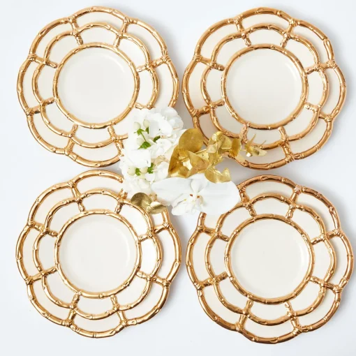 Crockery Sets<Mrs. Alice Gold Petal Bamboo Dinner & Starter Plates (Set of 8)