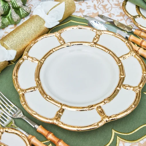 Dinner Plates | Crockery Sets<Mrs. Alice Gold Petal Bamboo Dinner Plates (Set of 4)