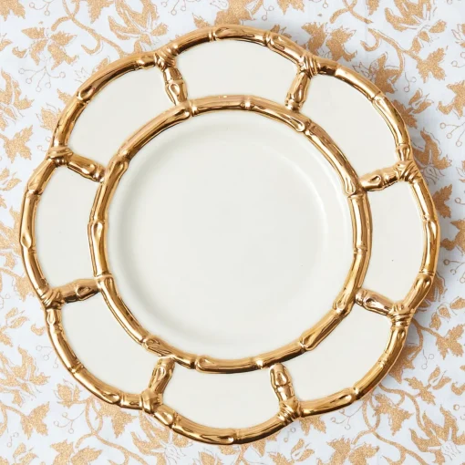 Dinner Plates | Crockery Sets<Mrs. Alice Gold Petal Bamboo Dinner Plates (Set of 4)