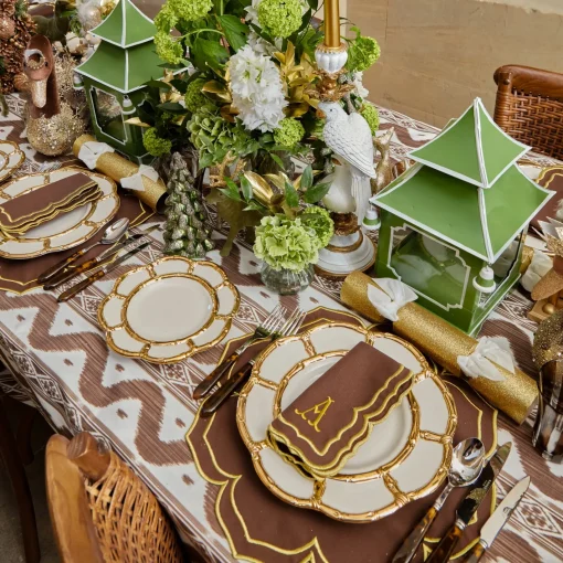 Crockery Sets<Mrs. Alice Gold Petal Bamboo Dinner & Starter Plates (Set of 8)