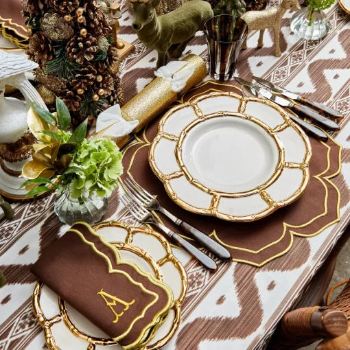 Dinner Plates | Crockery Sets<Mrs. Alice Gold Petal Bamboo Dinner Plates (Set of 4)
