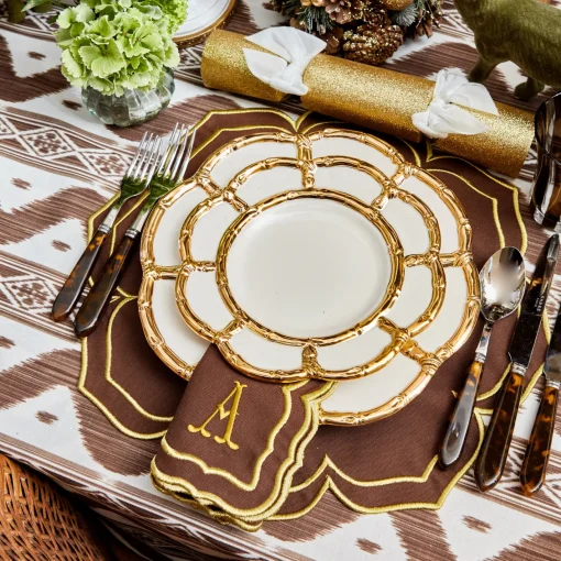 Crockery Sets<Mrs. Alice Gold Petal Bamboo Dinner & Starter Plates (Set of 8)