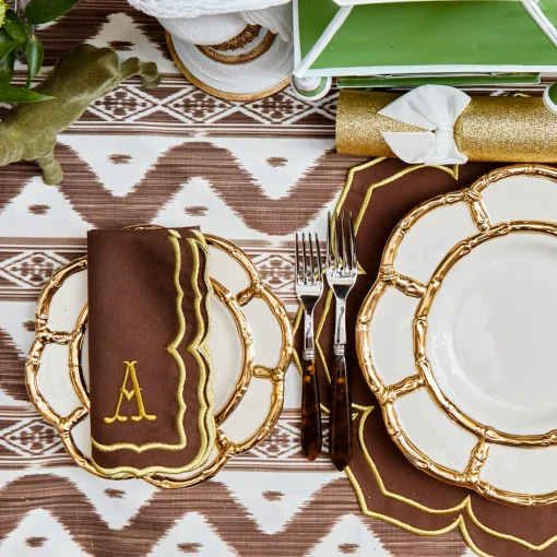 Crockery Sets<Mrs. Alice Gold Petal Bamboo Dinner & Starter Plates (Set of 8)