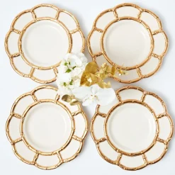 Dinner Plates | Crockery Sets<Mrs. Alice Gold Petal Bamboo Dinner Plates (Set of 4)