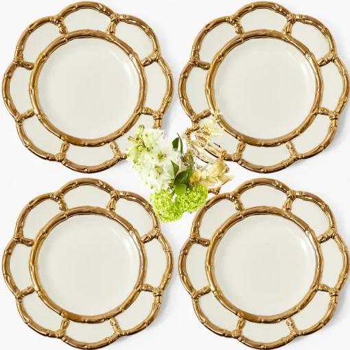 Starter Plates | Crockery Sets<Mrs. Alice Gold Petal Bamboo Starter Plates (Set of 4)