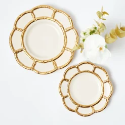 Starter Plates | Crockery Sets<Mrs. Alice Gold Petal Bamboo Starter Plates (Set of 4)