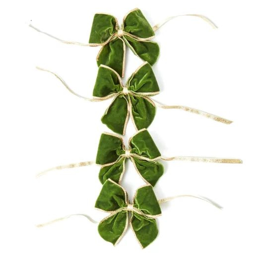 Napkin Rings & Bows<Mrs. Alice Gold Trimmed Green Velvet Bows (Set of 4)