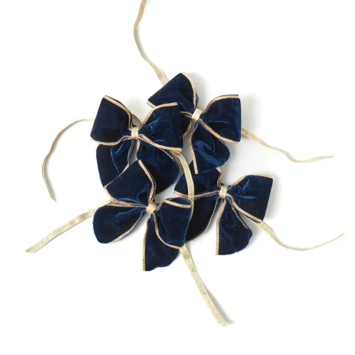 Napkin Rings & Bows<Mrs. Alice Gold Trimmed Navy Velvet Bows (Set of 4)