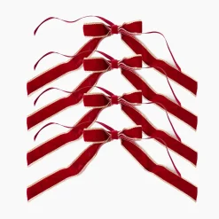 Napkin Rings & Bows<Mrs. Alice Gold Trimmed Red Velvet Bows (Set of 4) - 20cm