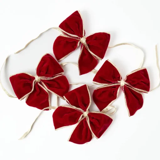 Napkin Rings & Bows<Mrs. Alice Gold Trimmed Red Velvet Bows (Set of 4)