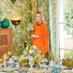 Summer Lighting | Lampshades<Mrs. Alice Green & Blue Lotus Lampshade (18cm)