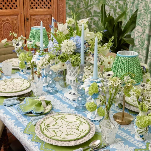 Summer Lighting | Lampshades<Mrs. Alice Green & Blue Lotus Lampshade (18cm)