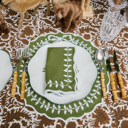 Table Linen Sets | For The Chalet<Mrs. Alice Green Bow Laurel Placemats & Napkins (Set of 4)