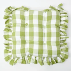Cushions<Mrs. Alice Green Gingham Ruffle Seat Pad Cushion